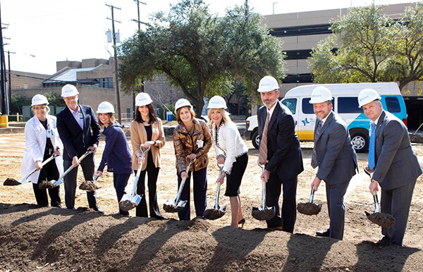 Several executives take part in the ceremonial groundbreaking for the Baylor Scott & White Institute for Rehabilitation new Neuro Transitional Center.