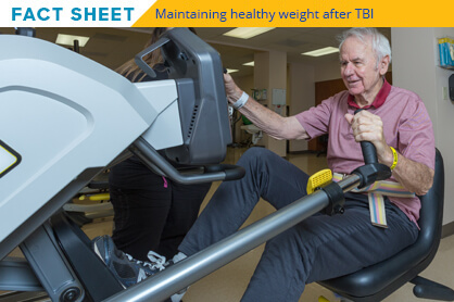 man who is recovering from a traumatic brain injury, exercising on an elliptical machine