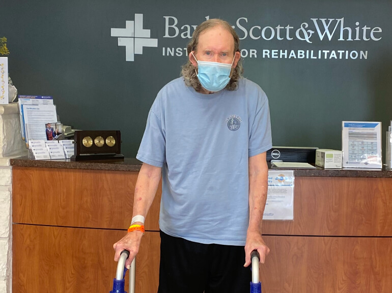 Patient Steven Larcom at rehabilitation